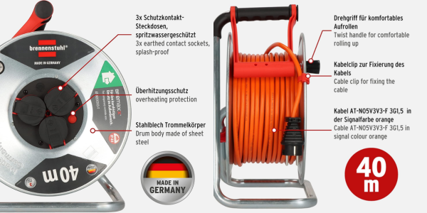 🔌 Brennenstuhl Garant S V2 IP44 Kabeltrommel outdoor 40m für 78,99€ (statt  108€) | Kabeltrommeln