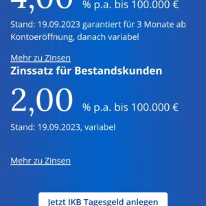 IKB Tagesgeld 4% für 3Monate