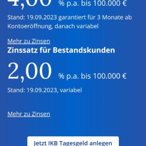 IKB Tagesgeld 4% für 3Monate