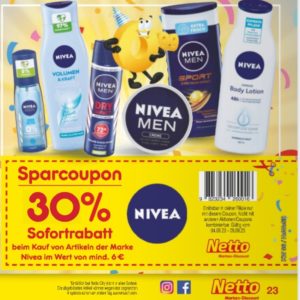 30% Rabatt auf "Nivea Artikel" bei Netto bis 09.09.2023 ab 6€ Einkauf