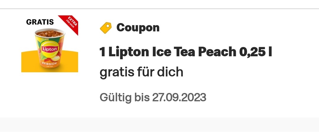 Gratis Lipton Eistee 0,25 l in der Mc Donalds App ( evtl. personalisiert)