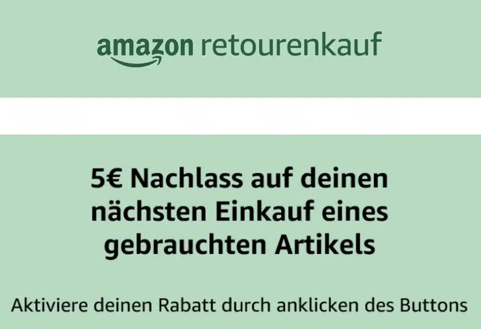 5€ Rabatt bei  Retourenkauf ab 15€ Einkauf (Personalisiert)