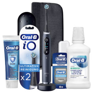 ORAL-B® iO Series 9 Luxe Edt. elektr. Zahnbürste mit 3 Bürstenköpfen & dentalem Pflege-Set für 219,99€