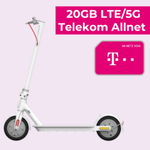 🛴 Xiaomi Mi Electric Scooter 3 Lite für 4,95€ + 20GB LTE/5G Telekom Allnet für mtl. 24,95€ + 50€ Bonus (Magenta Mobil S Young)