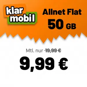 Thumbnail 🎉 klarmobil Knaller: 50GB / 100GB / 150GB 5G Allnet Flat im Vodafone-Netz ab nur 9,99€ mtl. (0€ AP!)