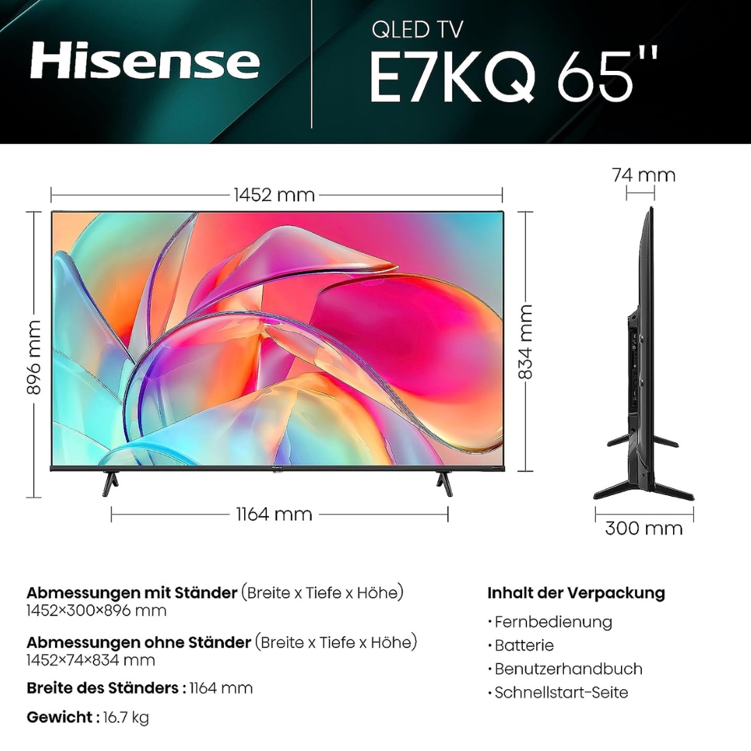 Thumbnail Hisense E7KQ 65 Zoll QLED Smart TV für 519€ (statt 599€)
