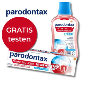 Gratis testen: parodontax Zahnfleisch Active Repair Zahnpasta oder Mundspülung