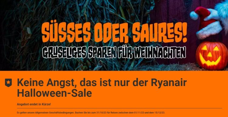 Ryanair: Flüge ab 14,99€ im Halloween Sale – nur noch heute