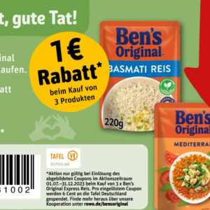 Rewe: Ben‘s Original Express Reis für 0,86€ (beim Kauf von drei Packungen)