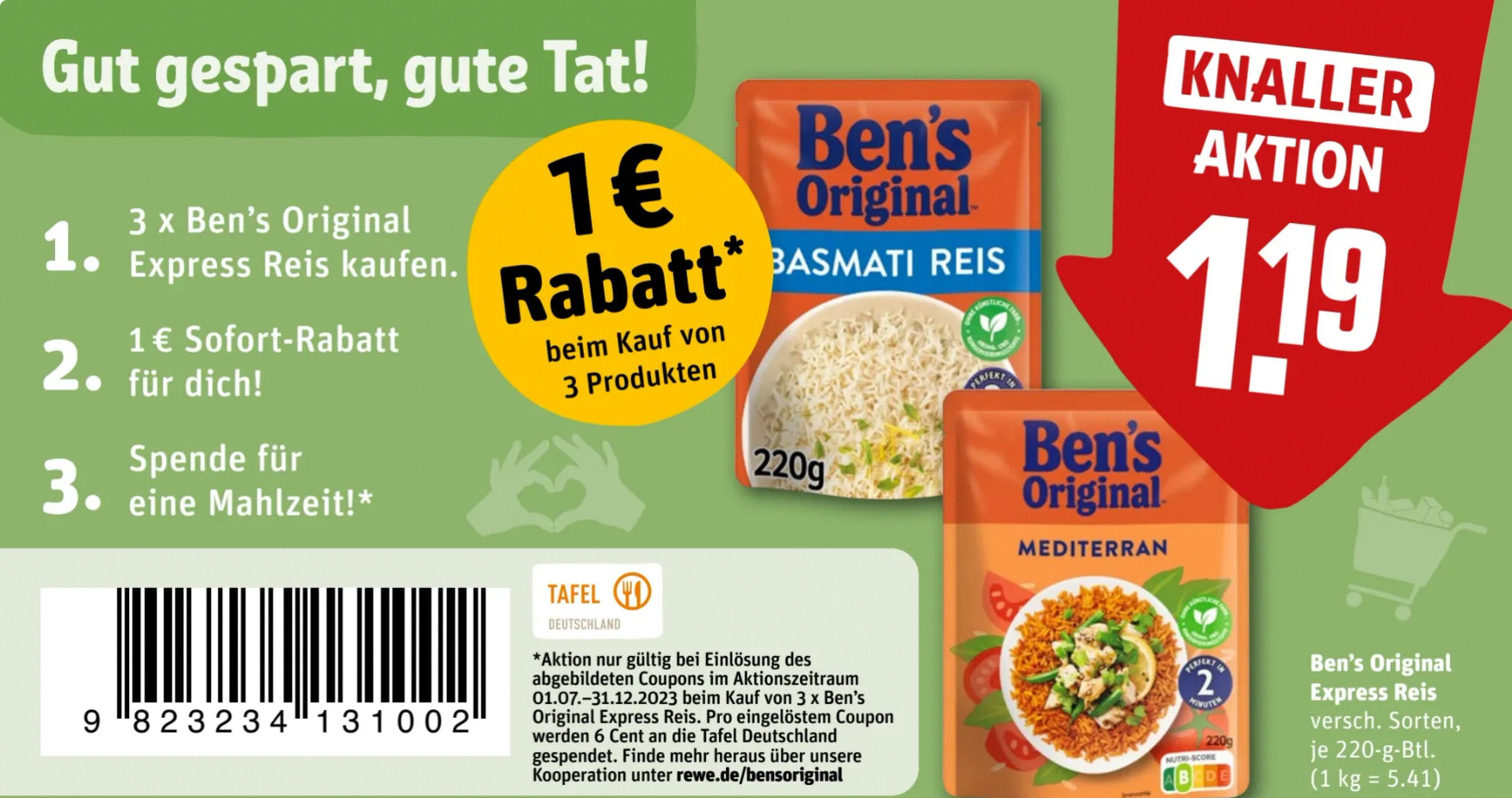 Rewe: Ben‘s Original Express Reis für 0,86€ (beim Kauf von drei Packungen)
