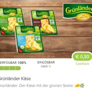 Grünländer Käse für 1,09€ mit Marktguru & Marktkauf