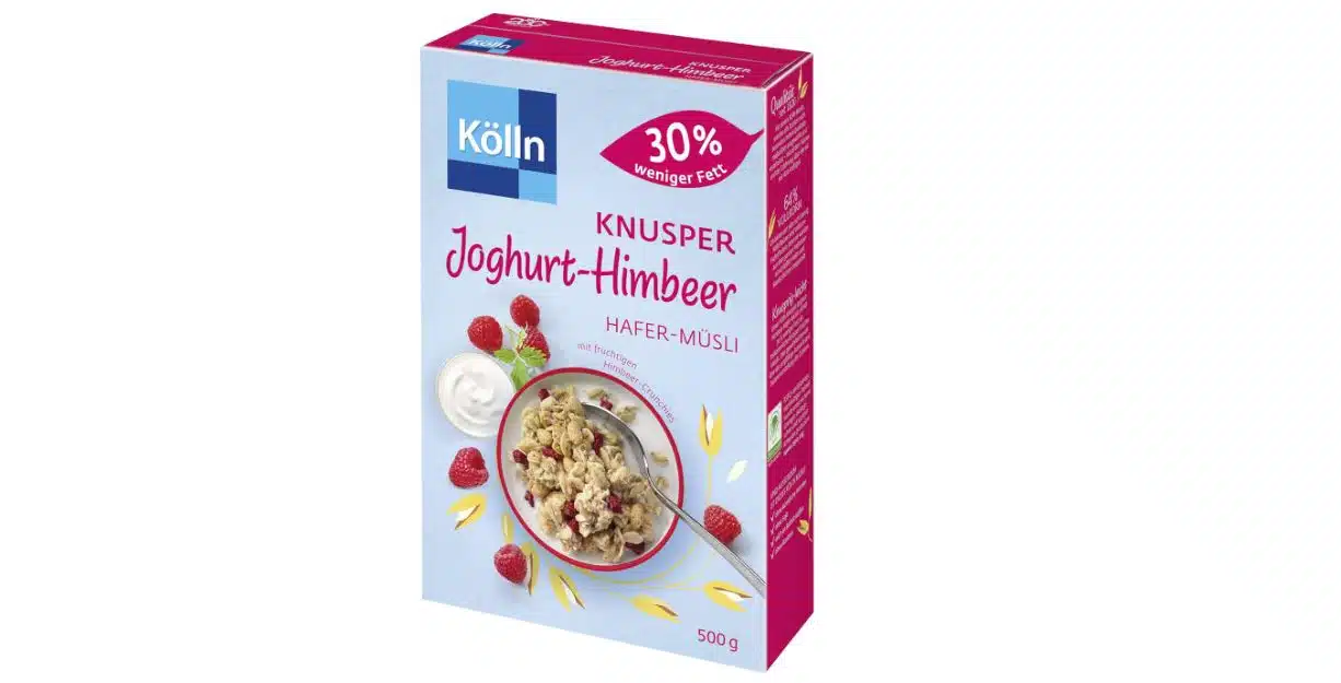 Kölln Müsli Knusper Joghurt Himbeer 30% weniger Fett 500g 7 Packungen