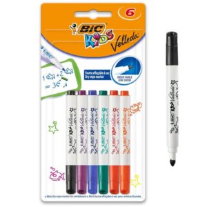 BIC Kids Marker Mini Velleda abwischbare Stifte in 6 Farben