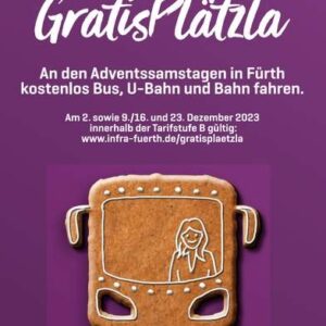 An allen vier Adventssamstagen gratis Bus, U-Bahn &amp; Bahn fahren (innerhalb Tarifstufe B - Fürth) -regional-