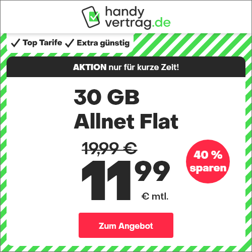 Thumbnail mtl. kündbare LTE Allnets 📱 8GB für 5,99€ | 18GB für 7,99€ | 30GB für 11,99€ | 47GB für 17,99€ ⏰ nur für kurze Zeit (handyvertrag.de im o2-Netz)