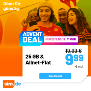 mtl. kündbare LTE Allnets 📱 6GB für 4,99€ | 12GB für 6,99€ | 25GB für 9,99€ | 40GB für 16,99€ ⏰ nur für kurze Zeit (sim.de im o2-Netz)
