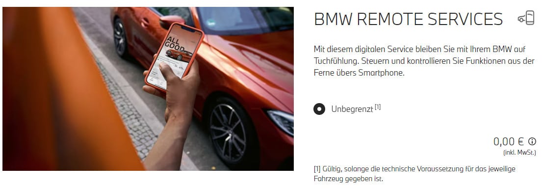 BMW Remote Services gratis