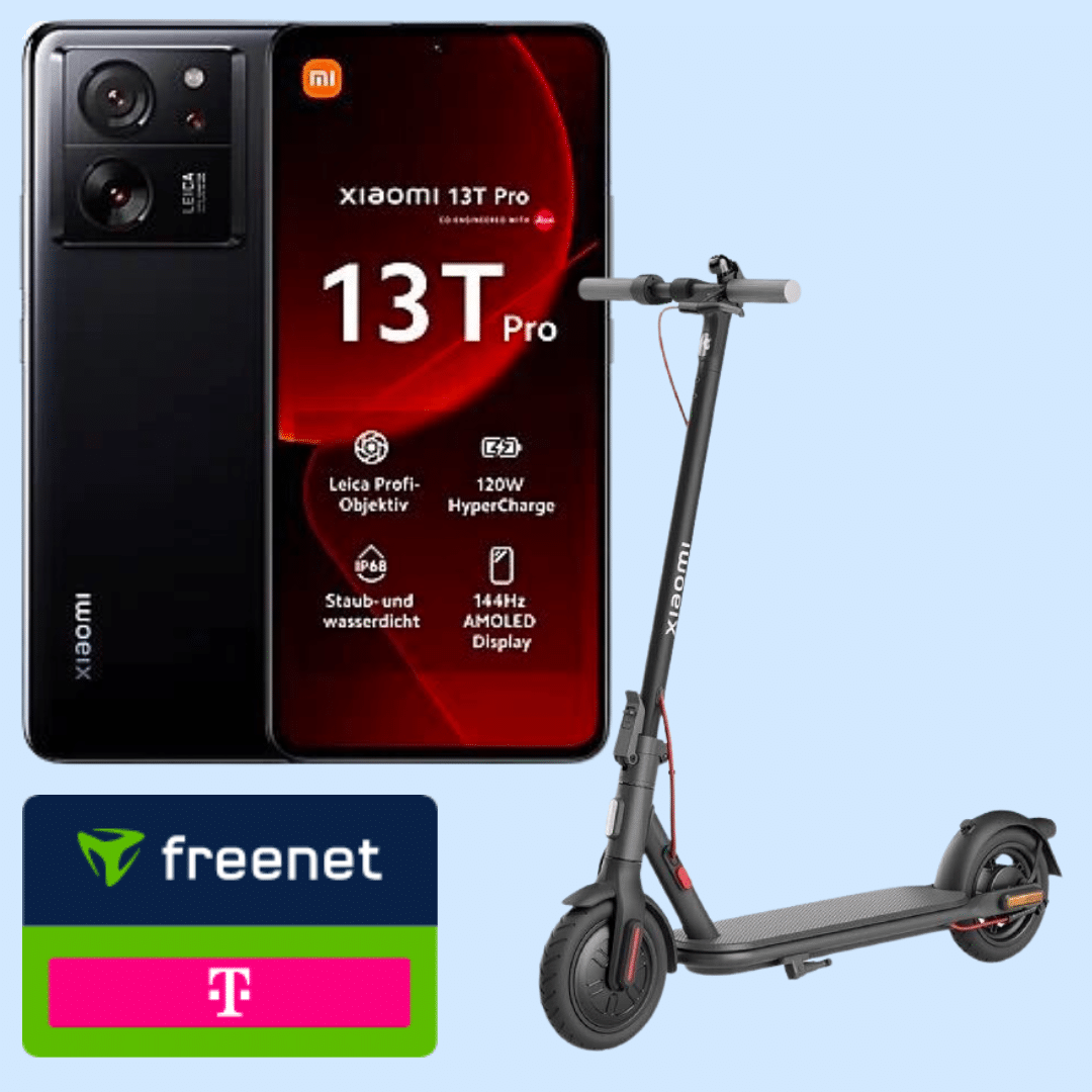 Thumbnail 🛴📱 Xiaomi 13T Pro (1TB) für 29€ + 25GB LTE Telekom Allnet für 34,99€/Monat + Xiaomi Electric Scooter 4 Lite + 50€ Wechselbonus (Telekom green LTE)