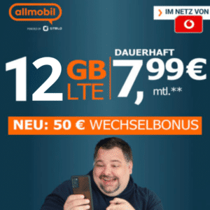 📲 12GB / 14GB LTE Vodafone Allnet für mtl. 7,99€ / 11,99€ (50 Mbit/s | allmobil powered by otelo)