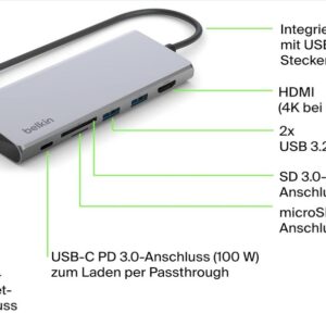 Belkin 7-in-1 USB-C Multiport-Adapter mit 100W Power Delivery (INC009btSGY) für 47,98€ statt 96,61€