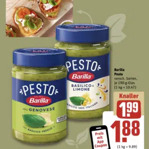 (ab 27.12. wieder) Barilla Pesto bei rewe für 0,99 Euro mit Coupon