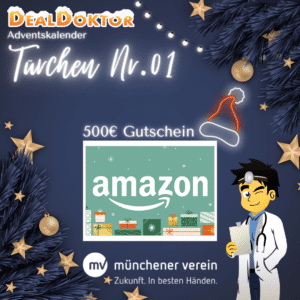 🎁 DealDoktor Adventskalender - Türchen 1: 500€ Amazon.de*-Gutschein gewinnen
