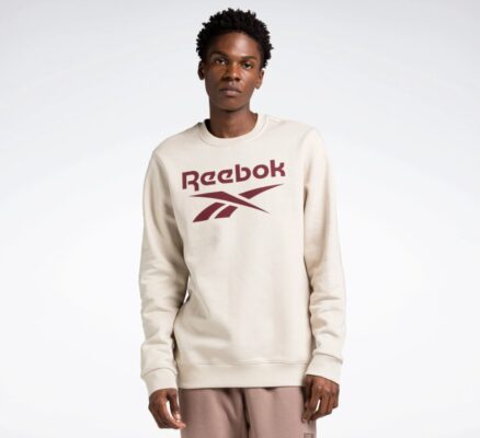 Reebok Identity Fleece Stacked Logo Crew Sweatshirt Stucco