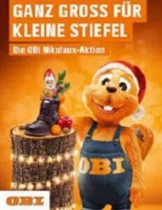 Vorankündigung: Nikolaus bei OBI - Kostenlose Befüllung von Stiefeln für Kinder - vom 1. bis 5. Dezember 2023