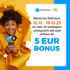 ❤️ Mini-Gutscheine verdienen durch kostenlose Umfragen - jetzt 5€ Bonus für 10 Umfragen (z.B. für Amazon, MediaMarkt, Otto uvm.)