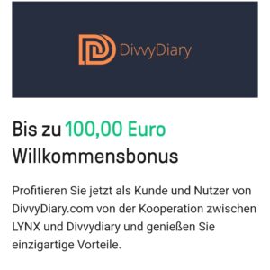 100€ Bonus als Kunde von DivvyDiary bei Lynx