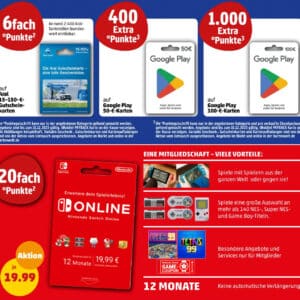 Penny: Extra Payback Punkte auf Aral-, Google Play &amp; Nintendo Geschenkkarten