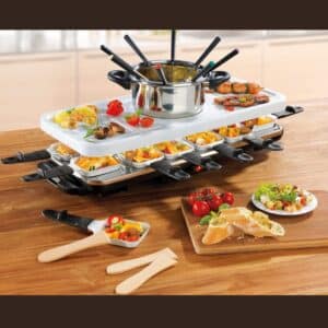 🧀 GOURMETmaxx Raclette und Fondue-Set mit 12 Raclettepfännchen 1600 W