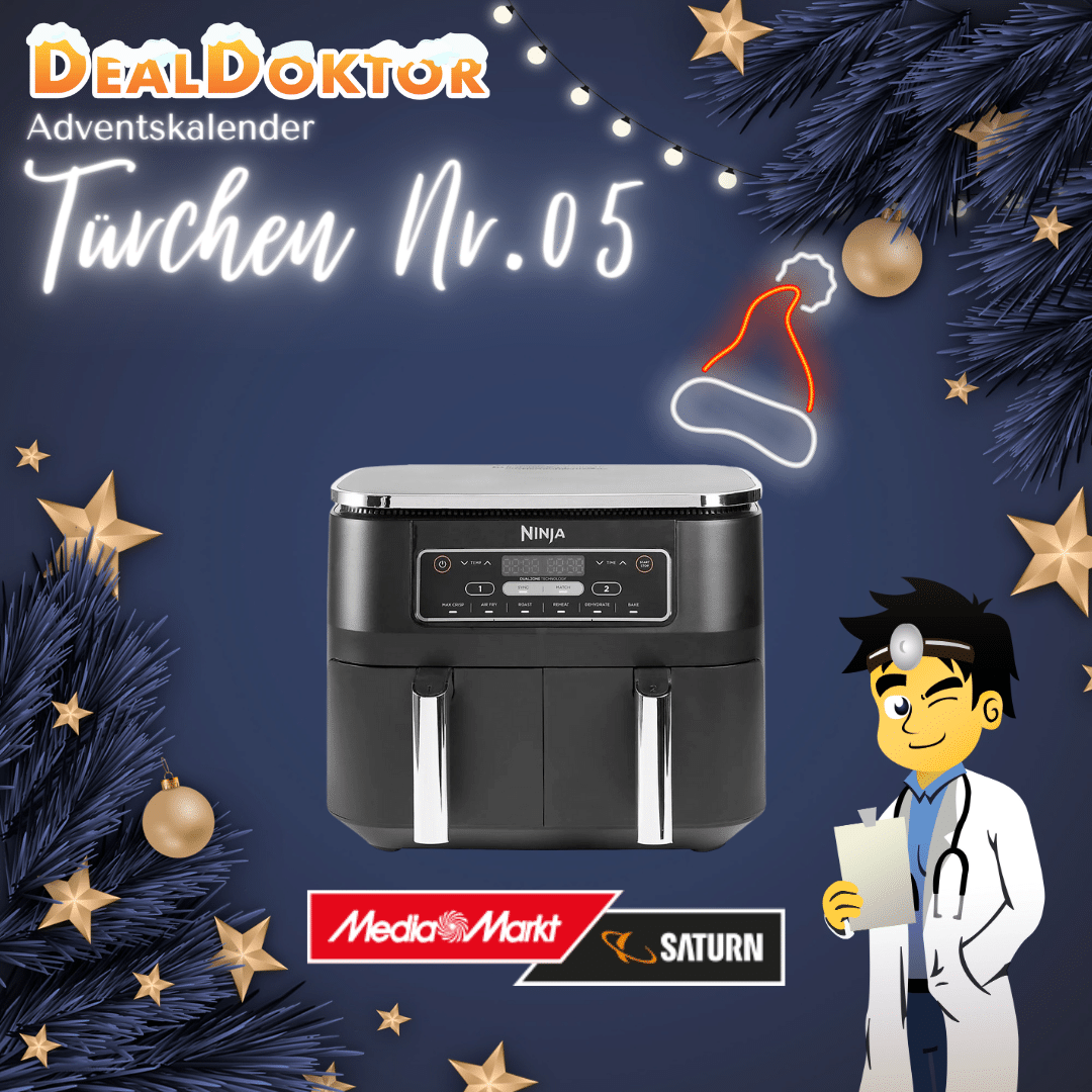 Thumbnail 🎁 DealDoktor Adventskalender - Türchen 5: Ninja AF300EU Foodi Dual Zone Heißluftfritteuse