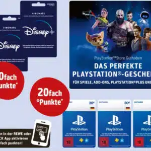 Rewe: 30-fach Payback Punkte auf Disney & 20-fach auf PlayStation Geschenkkarten