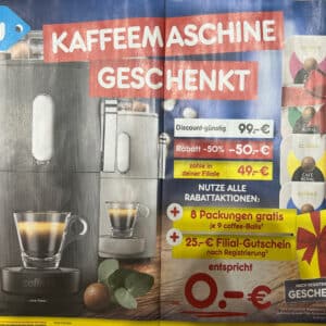 Netto Coffee B Kapselmaschine effektiv gratis inkl. 8 Packungen Kaffe + 25 Euro Gutschein