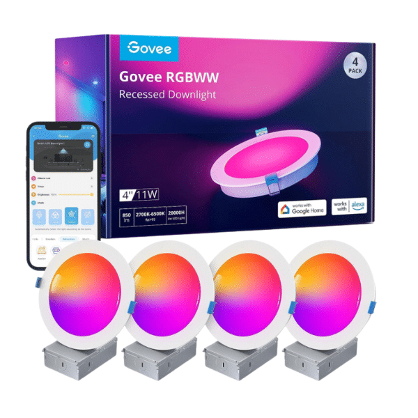 Thumbnail Govee RGBWW Recessed Downlight 4er-Set für 99,99€ (statt 130€)