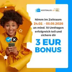 Thumbnail ❤️ Mini-Gutscheine verdienen durch kostenlose Umfragen - jetzt 5€ Bonus für 10 Umfragen (z.B. für Amazon, MediaMarkt, Otto uvm.)