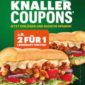 Subway: Knaller Coupons - z.B.: 1 Subway Sandwich kaufen &amp; 1 gratis bekommen uvm.