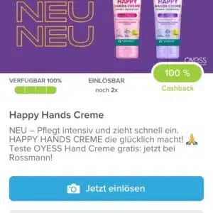 oyess Handcreme Gratis nur bei Rossmann