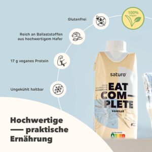 🥤Saturo vegane Trinknahrung Vanille mit Protein & wertvollen Nährstoffen 8 x 330ml