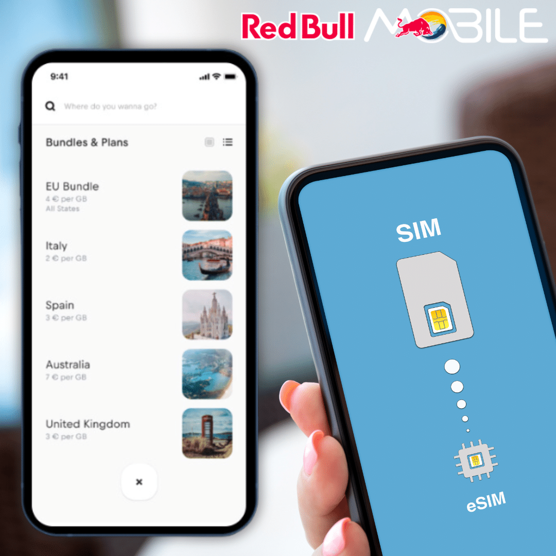 Thumbnail 🌍📱 Red Bull MOBILE Data: 1 GB Gratis per eSIM in über 100 Ländern