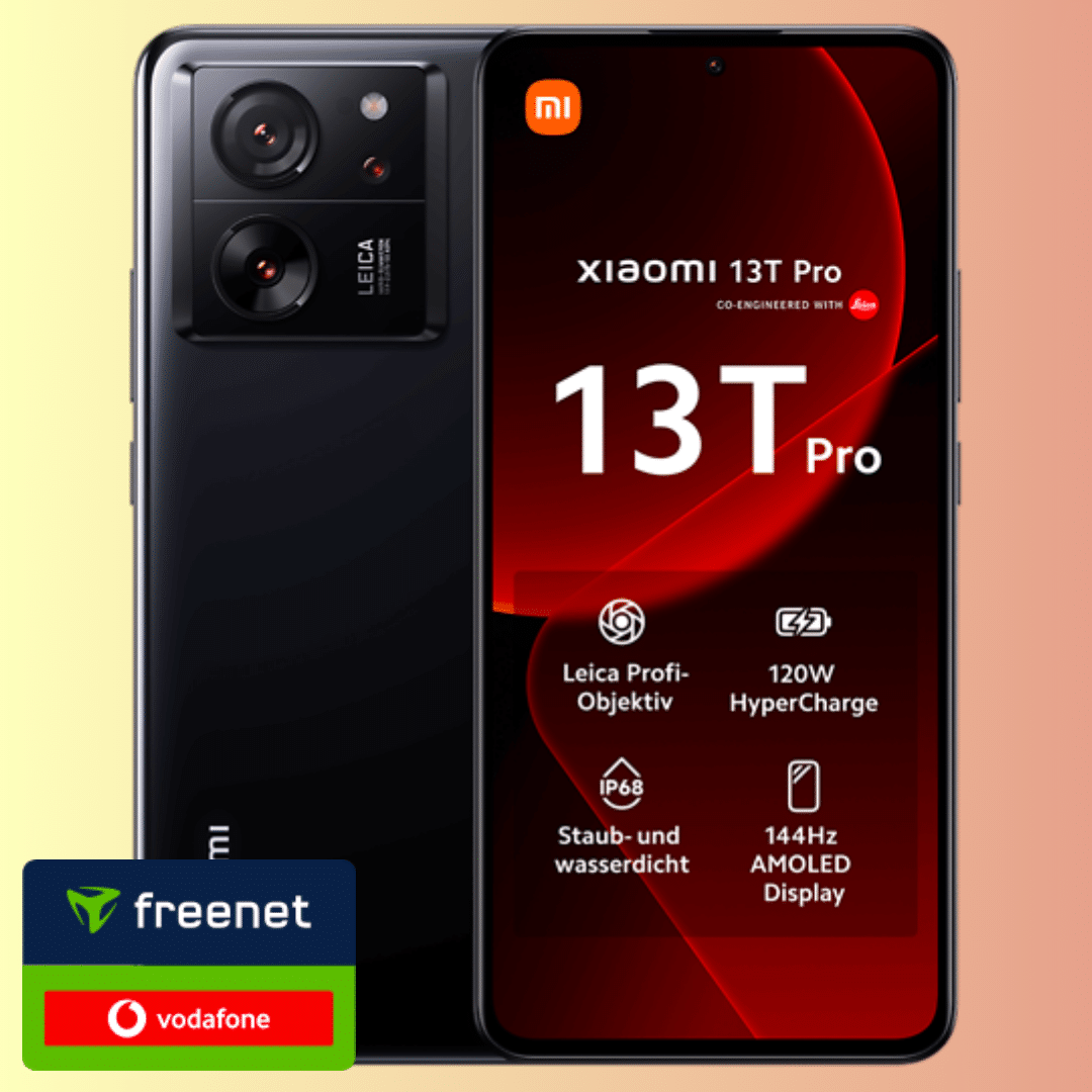 Eff. gratis! 🚨 Xiaomi 13T Pro (512GB) für 5€ + GRATIS: Xiaomi Redmi Pad SE + 50€ Wechselbonus + 40GB LTE Vodafone Allnet für 29,99€/Monat (freenet Vodafone green)