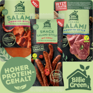 GRATIS: Billie Green testen 🌿 vegane Salami, Bacon und Schinkenwürfel (insgesamt 10 Produkte)
