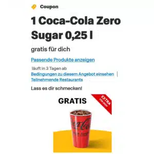 Gratis Coca-Cola Zero Sugar bei McDonald's