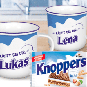 🔥 GRATIS: Knoppers Tasse mit eigenem Namen 🍫 einfach 5x Knoppers kaufen (ab 06.02.2024)