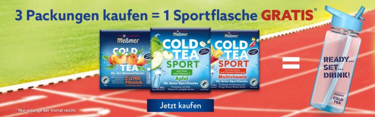 Meßmer Tee: GRATIS Sportflasche beim Kauf von 3 Packungen Cold Tea