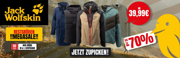 Picksport: Bis zu 70% Rabatt im Jack Wolfskin Sale