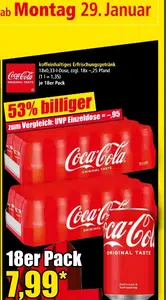 Coca-Cola  0,33l Dose für nur 28 Cent.