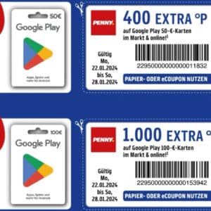Penny: Extra Payback Punkte auf Google Play Geschenkkarten