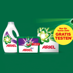 Gratis: Ariel Waschpulver, Flüssigwaschmittel &amp; All-in-1 Pods kostenlos testen